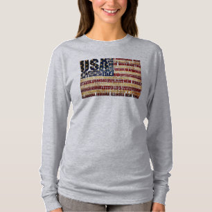 VS en hun federale staten in sterren en strepen T-shirt