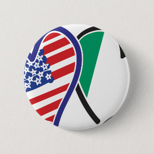 VS en Ierland Patriottische Liefdes Hartjes Ronde Button 5,7 Cm