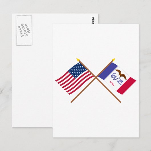 VS en Iowa Crossed Flags Briefkaart (Voorkant / Achterkant)