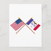 VS en Iowa Crossed Flags Briefkaart (Voorkant)