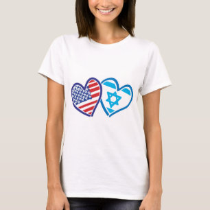 VS en ISRAËL Vlaggenharten T-shirt