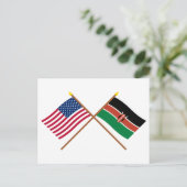 VS en Kenia Crossed Flags Briefkaart (Staand voorkant)