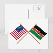 VS en Kenia Crossed Flags Briefkaart (Voorkant / Achterkant)