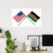 VS en Kenia Crossed Flags Poster (Thuiskantoor)