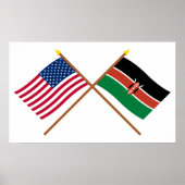 VS en Kenia Crossed Flags Poster (Voorkant)