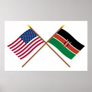 VS en Kenia Crossed Flags Poster