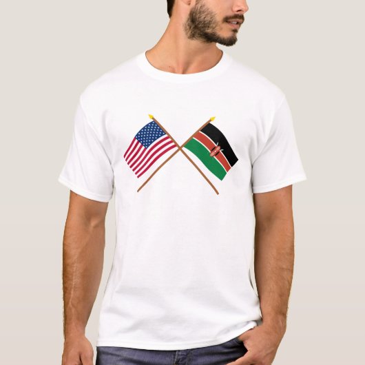 VS en Kenia Crossed Flags T-shirt (Voorkant)
