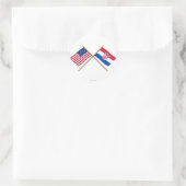 VS en Kroatië gekruiste vlaggen Ronde Sticker (Tas)