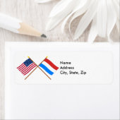 VS en Luxemburg gekruiste vlaggen Etiket (Insitu)