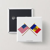 VS en Moldavië doorkruiste vlaggen Vierkante Button 5,1 Cm (Voorkant /achterkant)