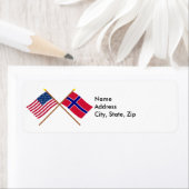 VS en Noorwegen gekruiste vlaggen Etiket (Insitu)