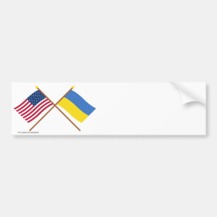 VS en Oekraïense gekruiste vlaggen Bumpersticker