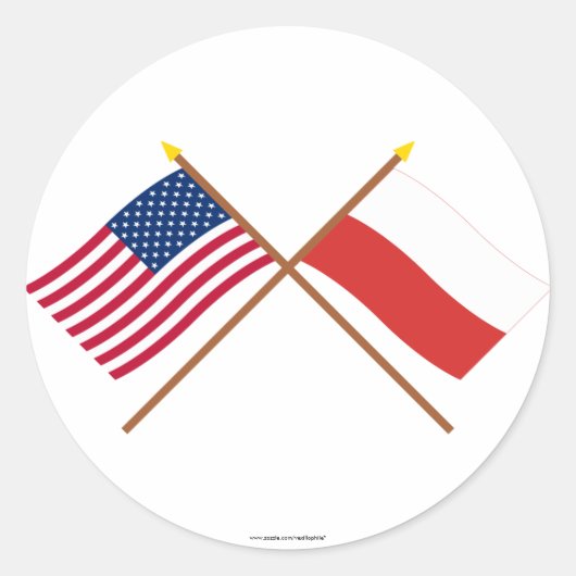 VS en Polen gekruiste vlaggen Ronde Sticker (Voorkant)