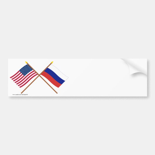 VS en Rusland doorkruiste vlaggen Bumpersticker (Voorkant)