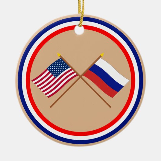 VS en Rusland doorkruiste vlaggen Keramisch Ornament (Voorkant)