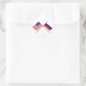 VS en Rusland doorkruiste vlaggen Ronde Sticker (Tas)
