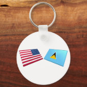 VS en Saint Lucia Flags Sleutelhanger (Voorkant)
