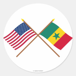 VS en Senegal gekruiste vlaggen Ronde Sticker