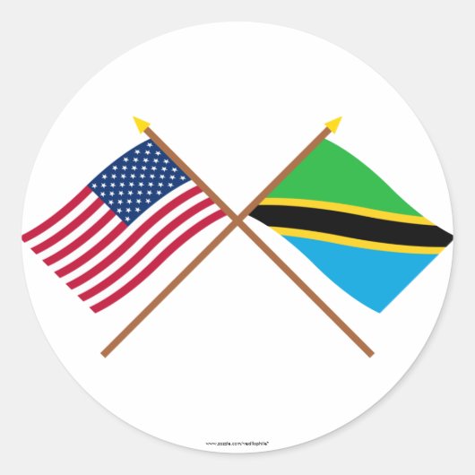 VS en Tanzania gekruiste vlaggen Ronde Sticker (Voorkant)