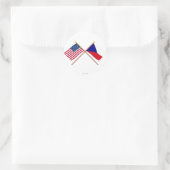 VS en Tsjechië gekruiste vlaggen Ronde Sticker (Tas)