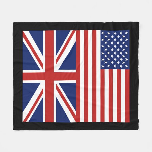 VS en VK. Vlaggen Fleece Deken (Voorkant (Horizontaal))