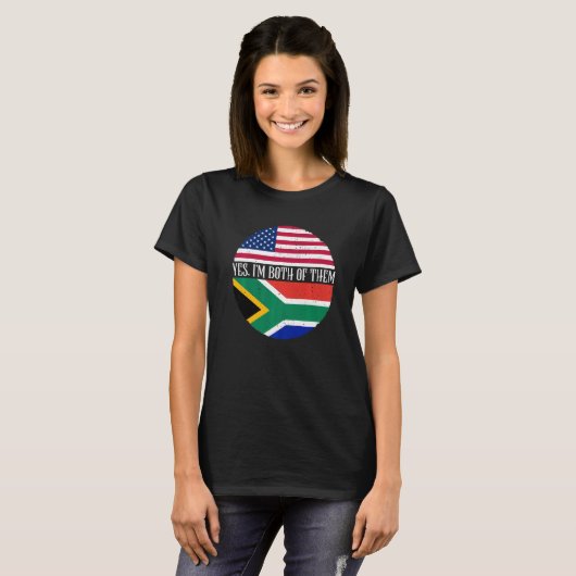 VS en Zuid-Afrika vlaggen Ja, ik ben ze allebei T-shirt (Voorkant volledig)