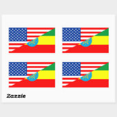 vs - ethiopië - land halve vlag amerika - symbool rechthoekige sticker (Vel)