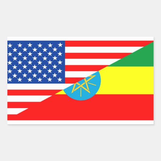 vs - ethiopië - land halve vlag amerika - symbool rechthoekige sticker (Voorkant)