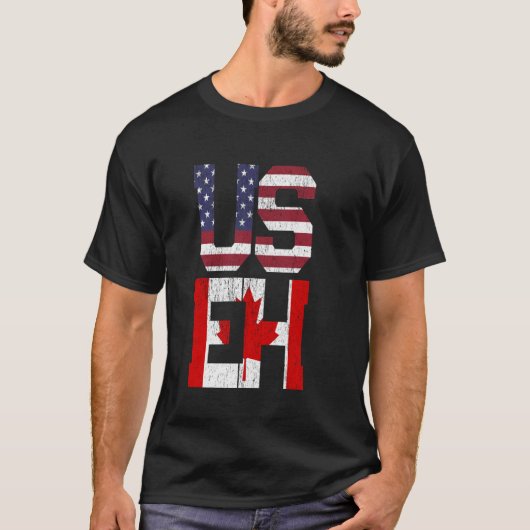 VS EU - Amerika Canada Vlag T-shirt (Voorkant)