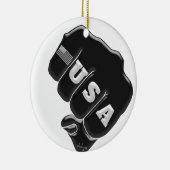 VS Fist Bump met Amerikaanse vlag Keramisch Ornament (Rechts)