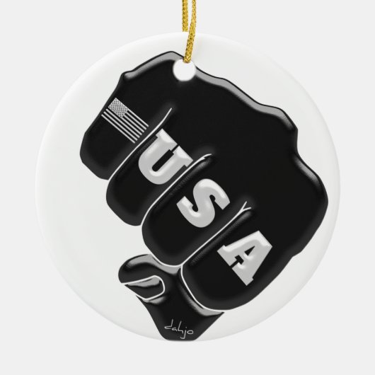 VS Fist Bump met Amerikaanse vlag Keramisch Ornament (Voorkant)