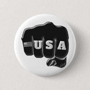 VS Fist Bump met Amerikaanse vlag Ronde Button 5,7 Cm
