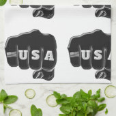 VS Fist Bump met Amerikaanse vlag Theedoek (Gevouwen)