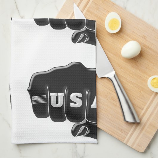 VS Fist Bump met Amerikaanse vlag Theedoek (Quarter Fold)