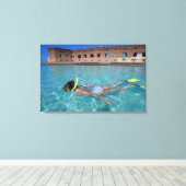 VS, FL, Florida Keys, Fort Jefferson, 1846, Canvas Afdruk (Insitu (Houten vloer))