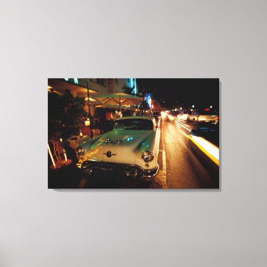 VS, FL, Miami, South Beach 's nachts. 2 Canvas Afdruk (Voorkant)