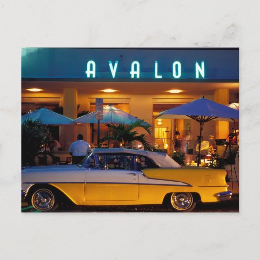 VS, FL, Miami, South Beach 's nachts. Briefkaart (Voorkant)