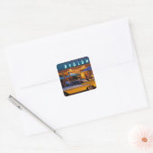 VS, FL, Miami, South Beach 's nachts. Vierkante Sticker (Envelop)