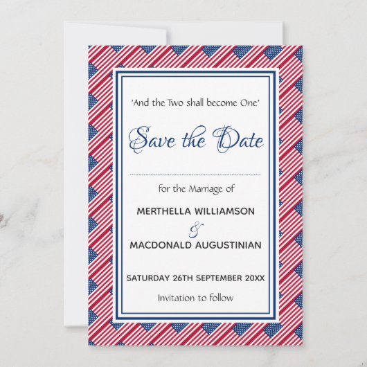 VS FLAG Gepersonaliseerd Amerikaanse scripts stijl Save The Date (Voorkant)