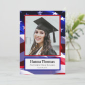 VS Flag Militair Afstuderen Fotoaankondiging Kaart (Staand voorkant)