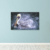 VS, Florida. Brown Pelican Canvas Afdruk (Insitu (Houten vloer))