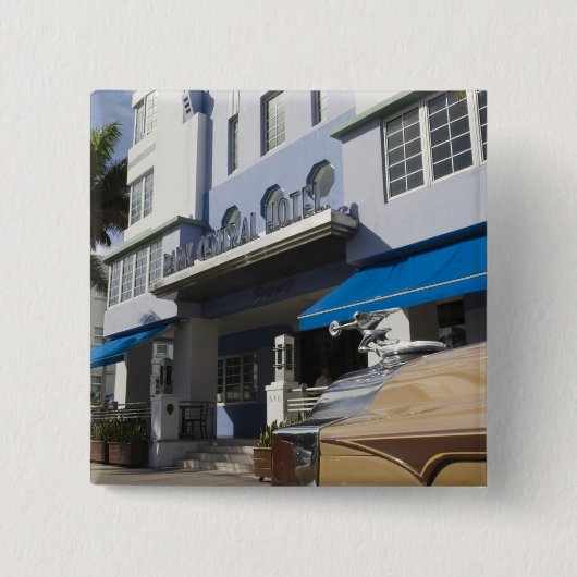 VS, Florida, Miami Beach: South Beach, Art Deco Vierkante Button 5,1 Cm (Voorkant)