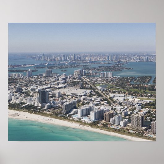VS, Florida, Miami, Cityscape met strand 3 Poster (Voorkant)