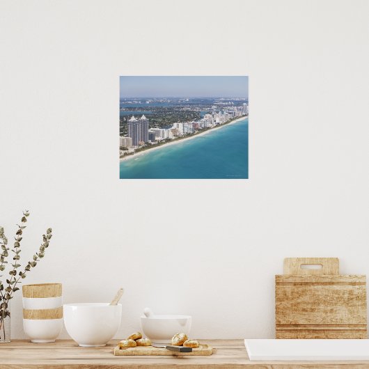 VS, Florida, Miami, Cityscape met strand Poster (Keuken)