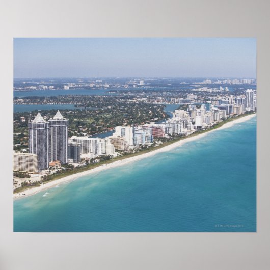 VS, Florida, Miami, Cityscape met strand Poster (Voorkant)