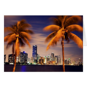 VS, Florida, Miami skyline bij schemering