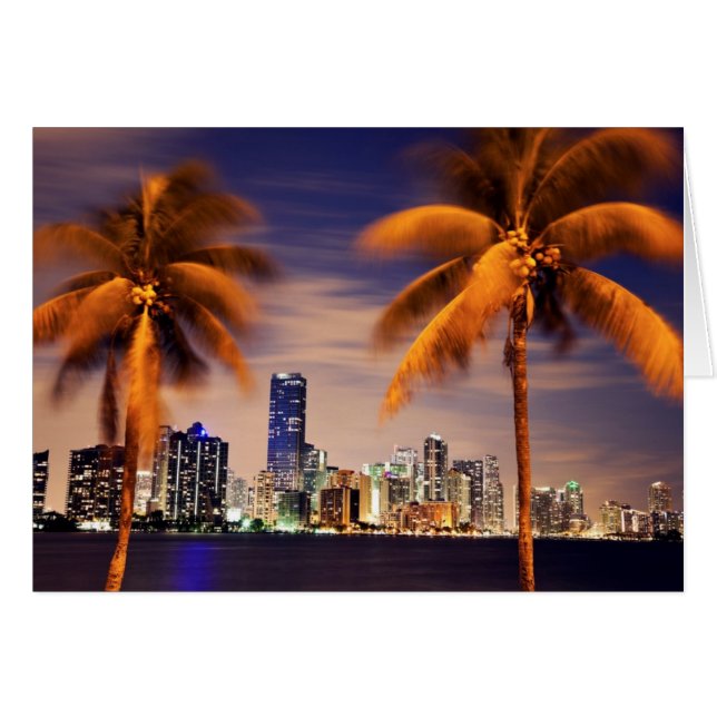 VS, Florida, Miami skyline bij schemering (Voorkant Horizontaal)