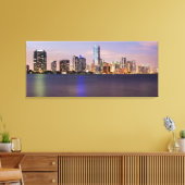 VS, Florida, Miami skyline bij schemering 2 Canvas Afdruk (Insitu (Woonkamer))