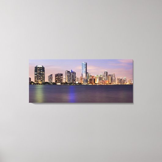 VS, Florida, Miami skyline bij schemering 2 Canvas Afdruk (Voorkant)
