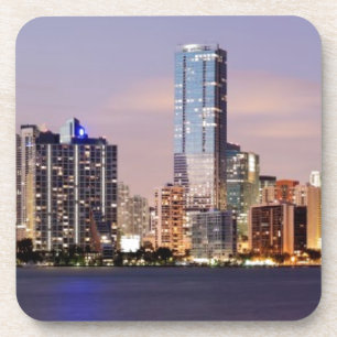 VS, Florida, Miami skyline bij schemering 2 Drankjes Onderzetter